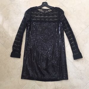 NWOT Cynthia Steffe black sequin and lace dress